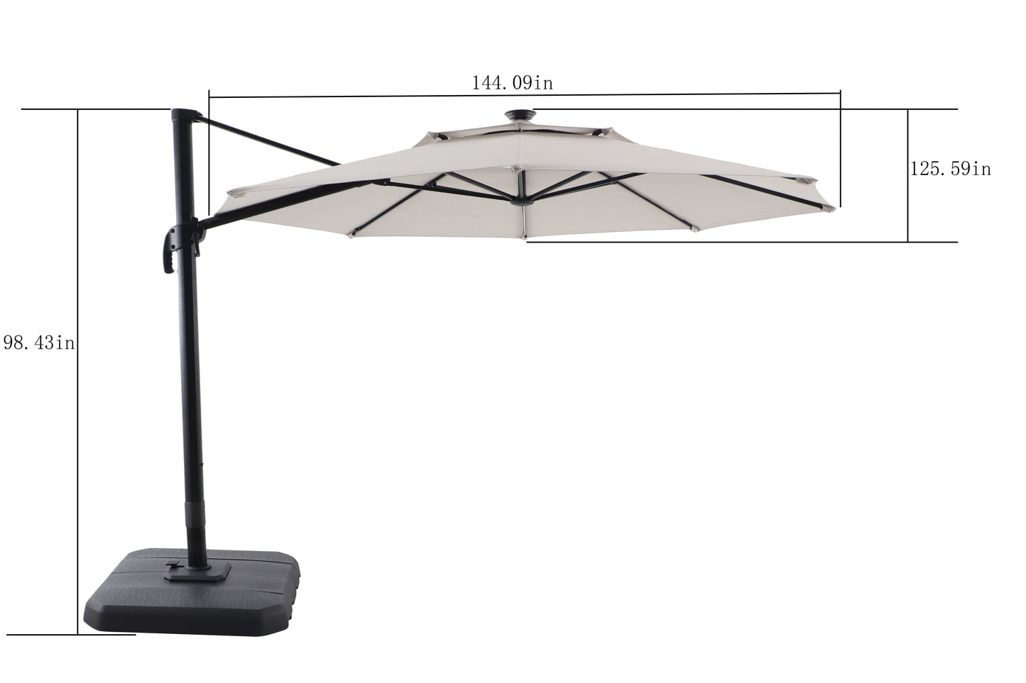 Better Homes & Gardens 11' Gray Octagonal Outdoor Cantilever Offset Patio Umbrella and Weighted Base