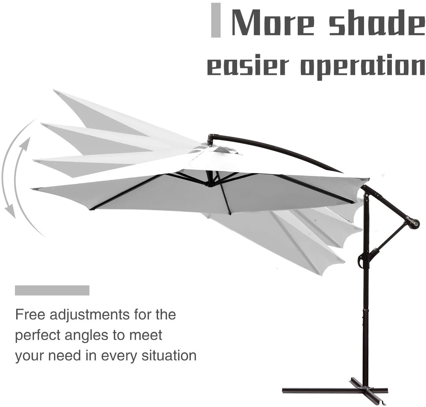 Devoko 10ft Patio Offset Umbrella Outdoor Hanging Umbrellas, White