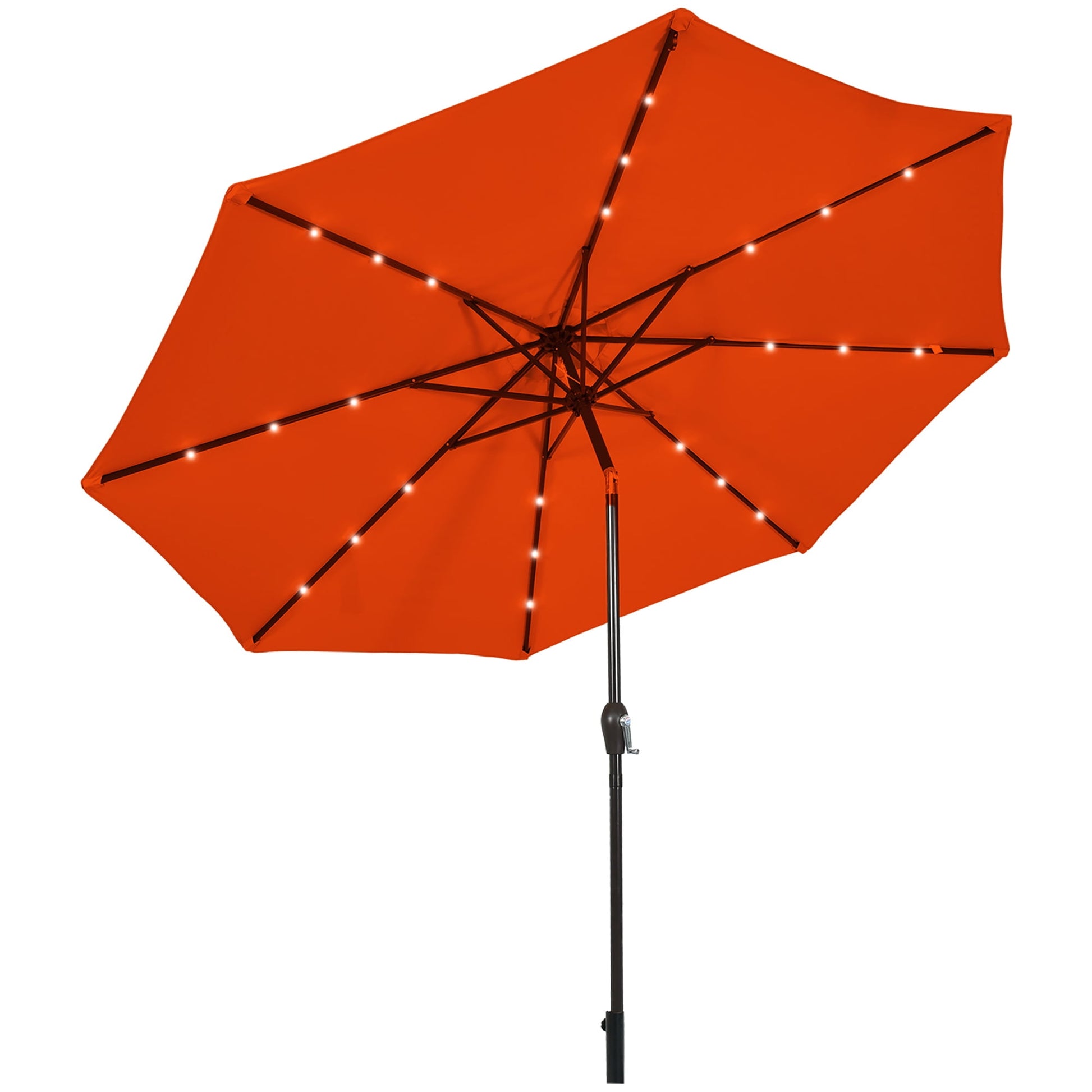 Costway 10FT Patio Solar Umbrella LED Patio Market Steel Tilt W/Crank Outdoor Orange New