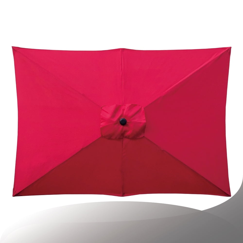 Abble 10x6.5ft Rectangular Patio Umbrella with Crank Handle, Outdoor Market Umbrella with 6 Sturdy Umbrella Ribs, Waterproof, Red