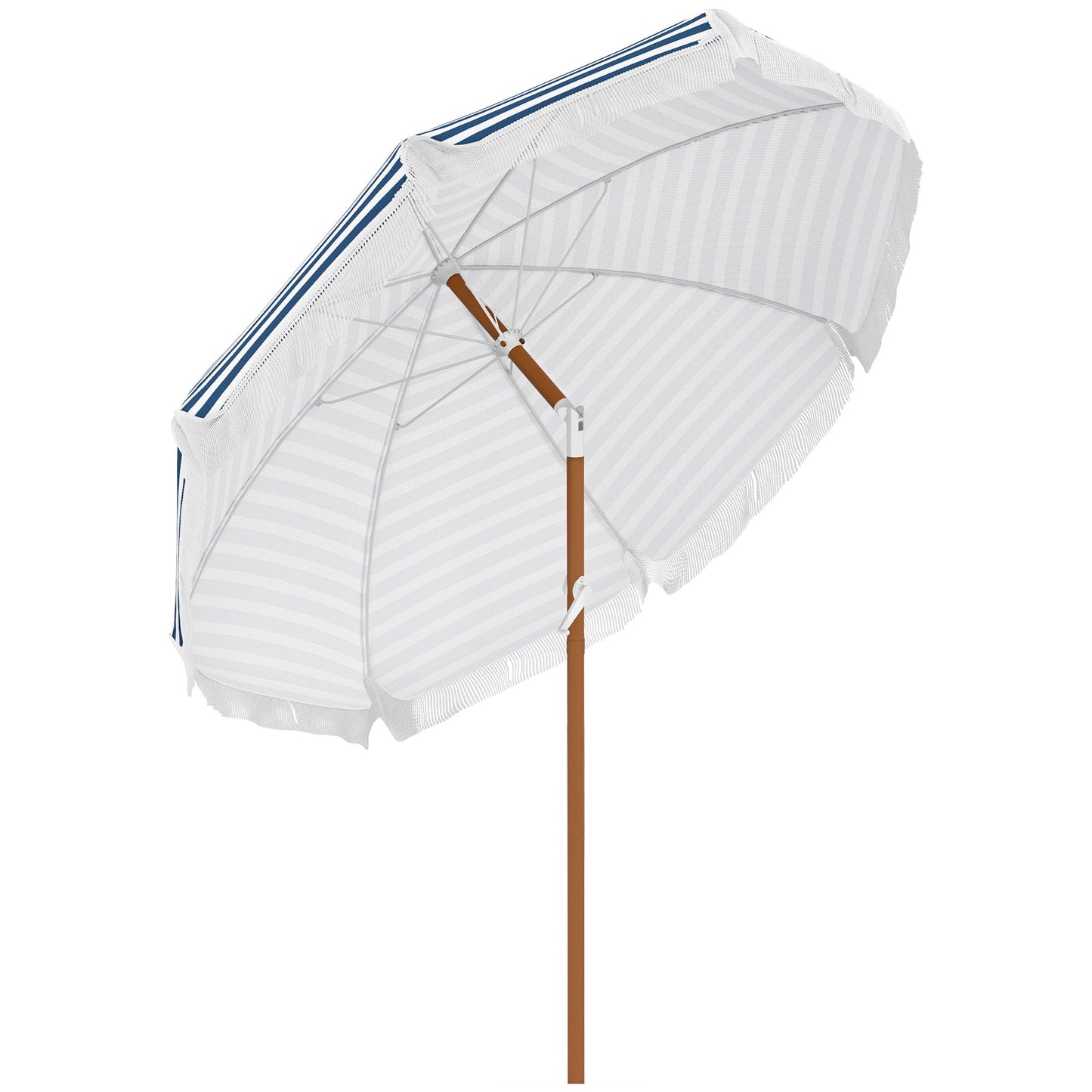 Outsunny Outdoor Patio Umbrella with Tilt, Vent, Fringed Ruffles, Flounce