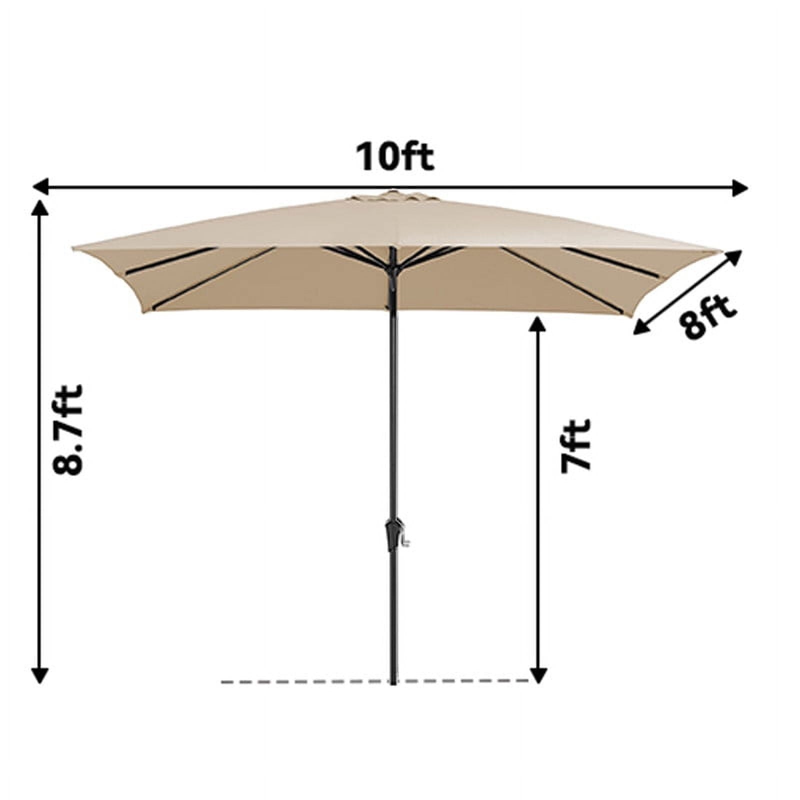 JUSTLET 8 x 10 ft Outdoor Rectangular Patio Market Umbrella, Beige
