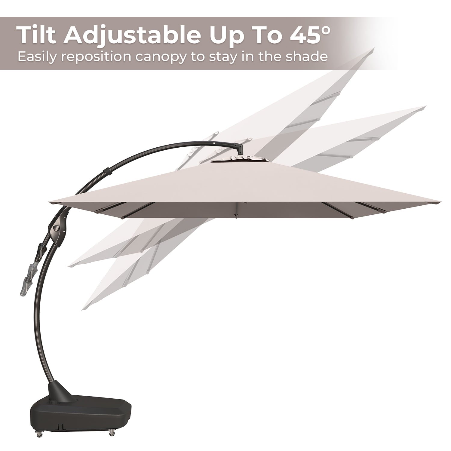Grand Patio Patio Umbrellas 10x13 FT Rectangular Offset Umbrella, Large Patio Cantilever Umbrella with Base Aluminum Outdoor Umbrella for Garden Poolside, Champagne