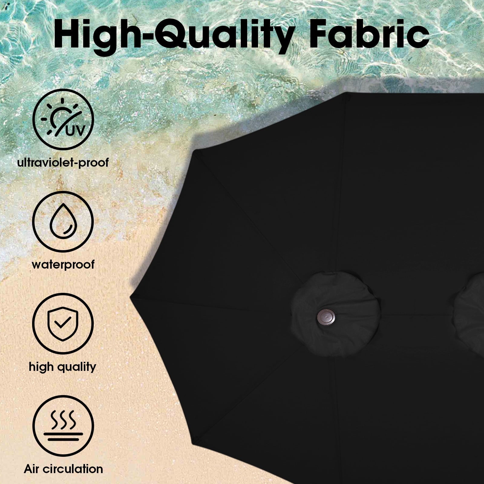 JUSTLET 15ft Rectangular Outdoor Patio Umbrella Double-Sided Twin Large Patio Umbrella with Crank，Black