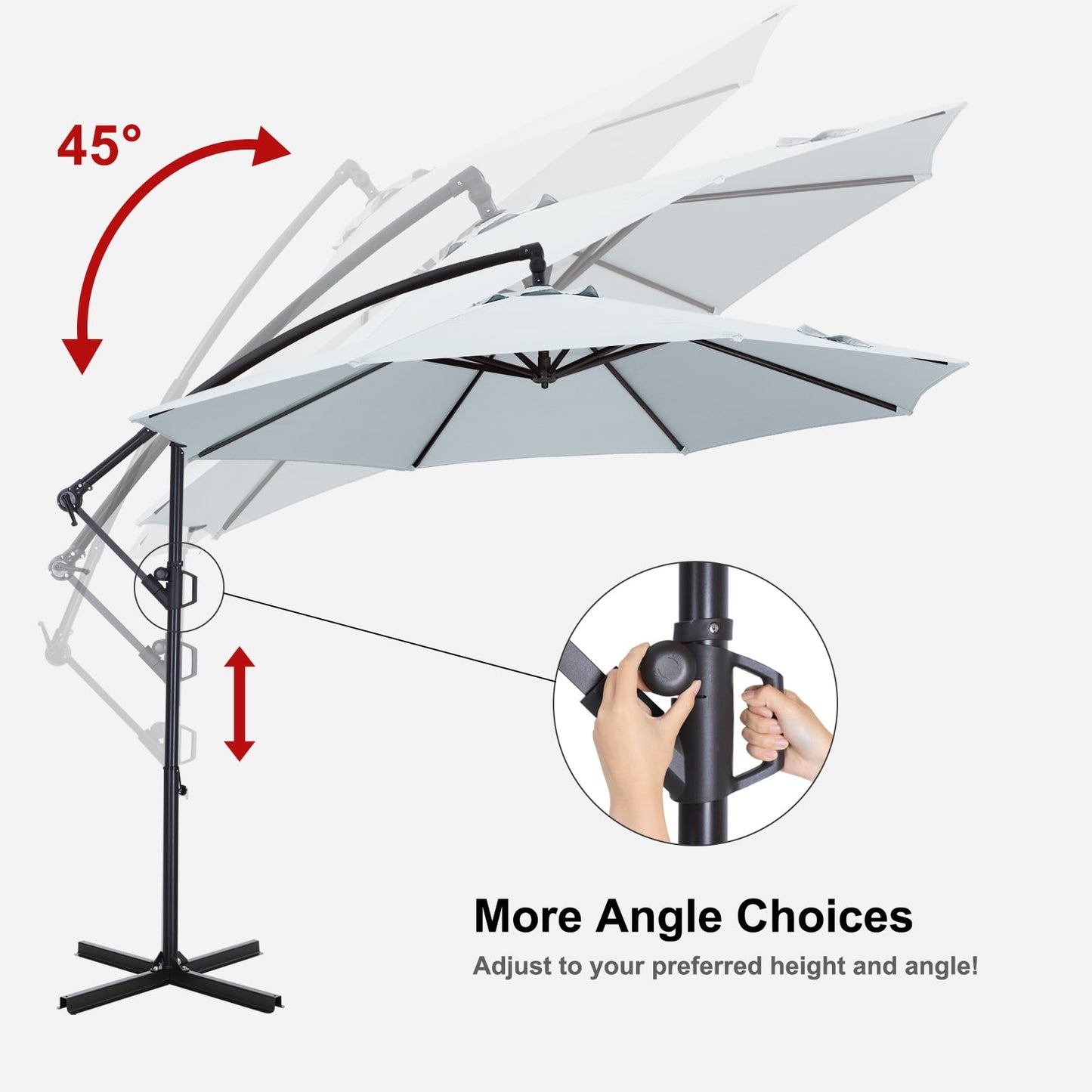 ABCCANOPY 10 FT 360°Rotation Cantilever Patio Umbrella with Crank & Cross Base for Garden, Backyard, Pool and Beach, 12+ Colors(Light Gray)