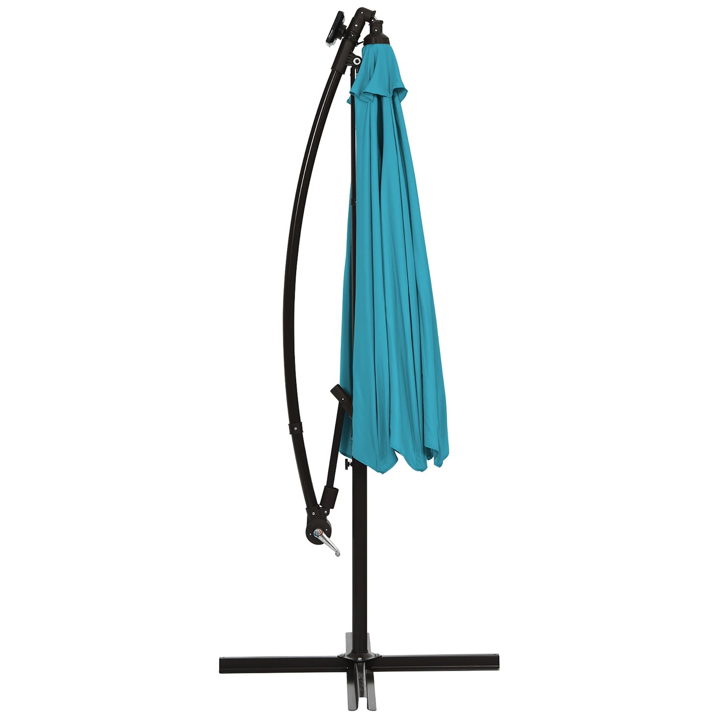Costway 10 Ft Patio Solar LED Offset Umbrella 40 Lights Crank Base Turquoise