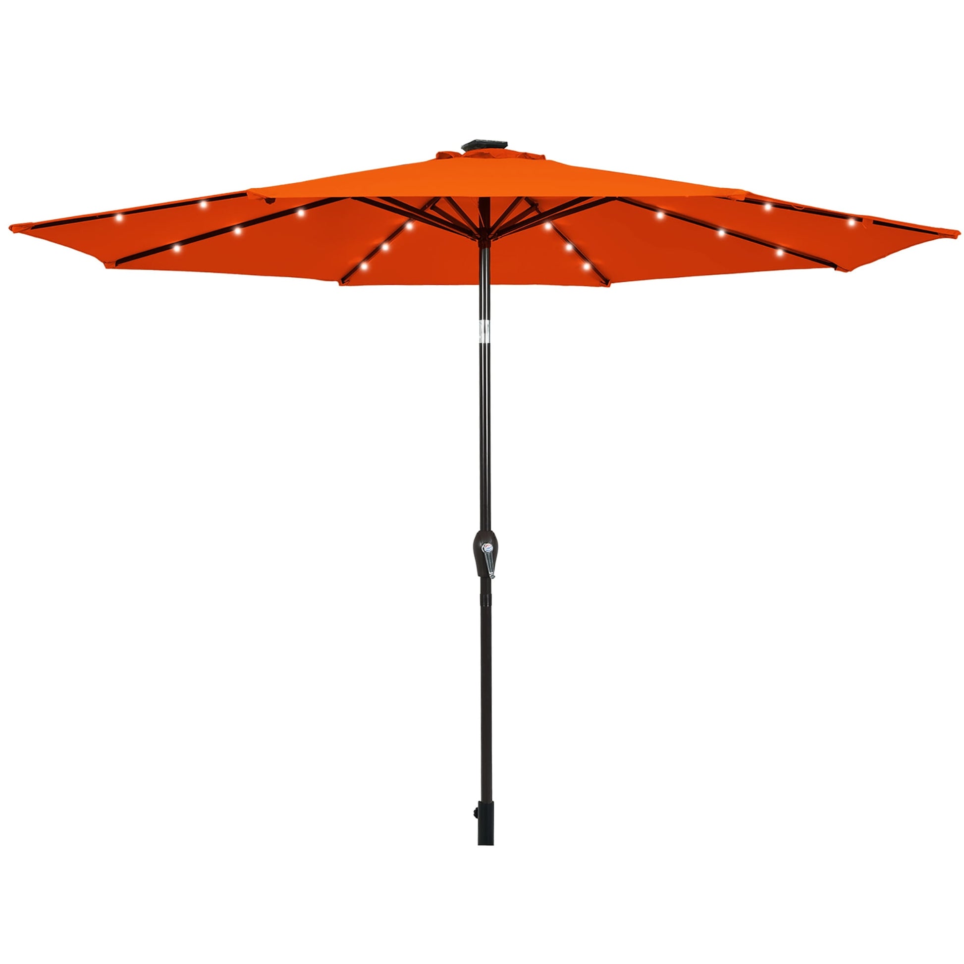 Costway 10FT Patio Solar Umbrella LED Patio Market Steel Tilt W/Crank Outdoor Orange New