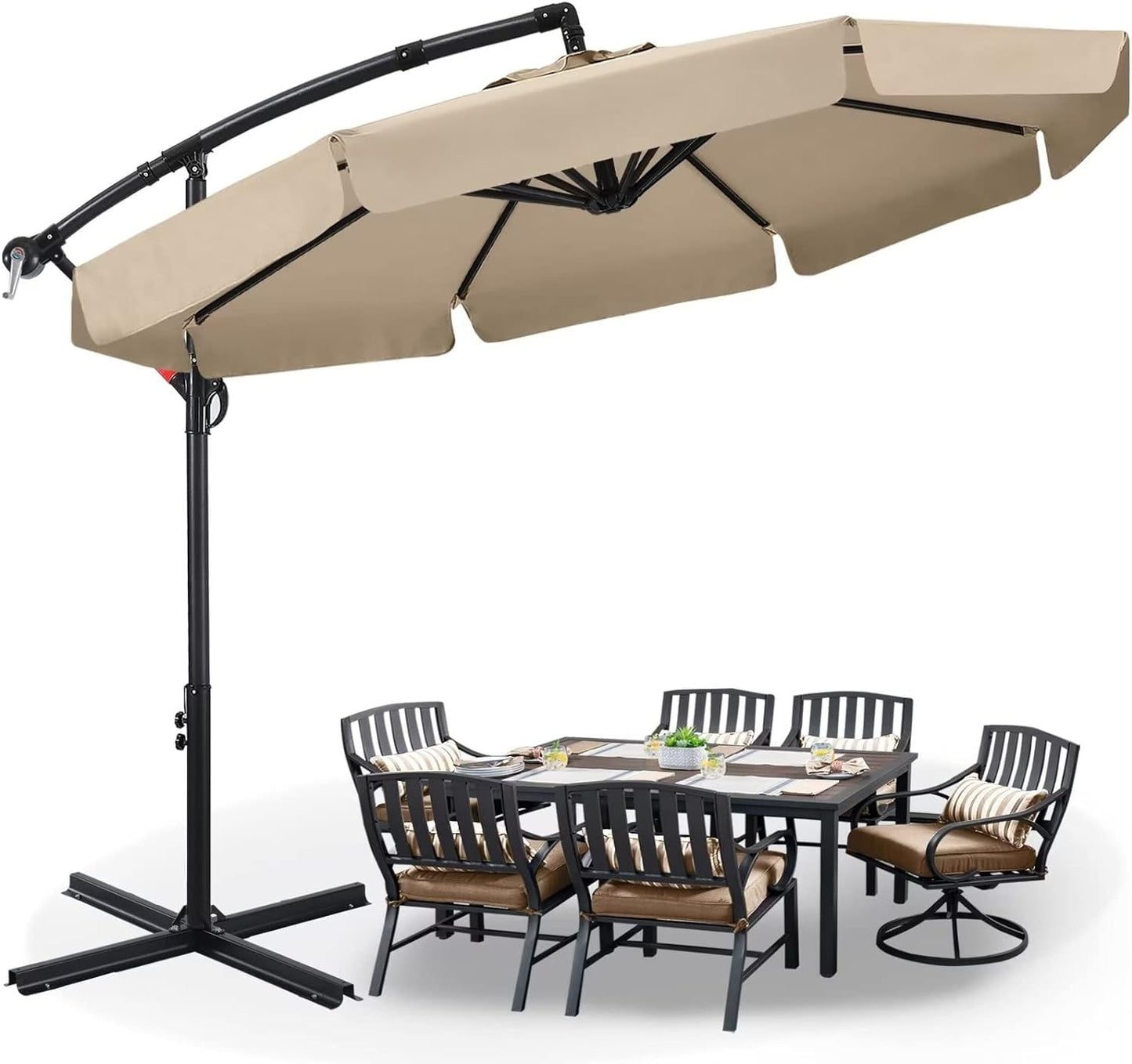 ABCCANOPY 10 FT 360°Rotation Cantilever Patio Umbrella with Crank & Cross Base for Garden, Backyard, Pool and Beach, 12+ Colors(Light Gray)