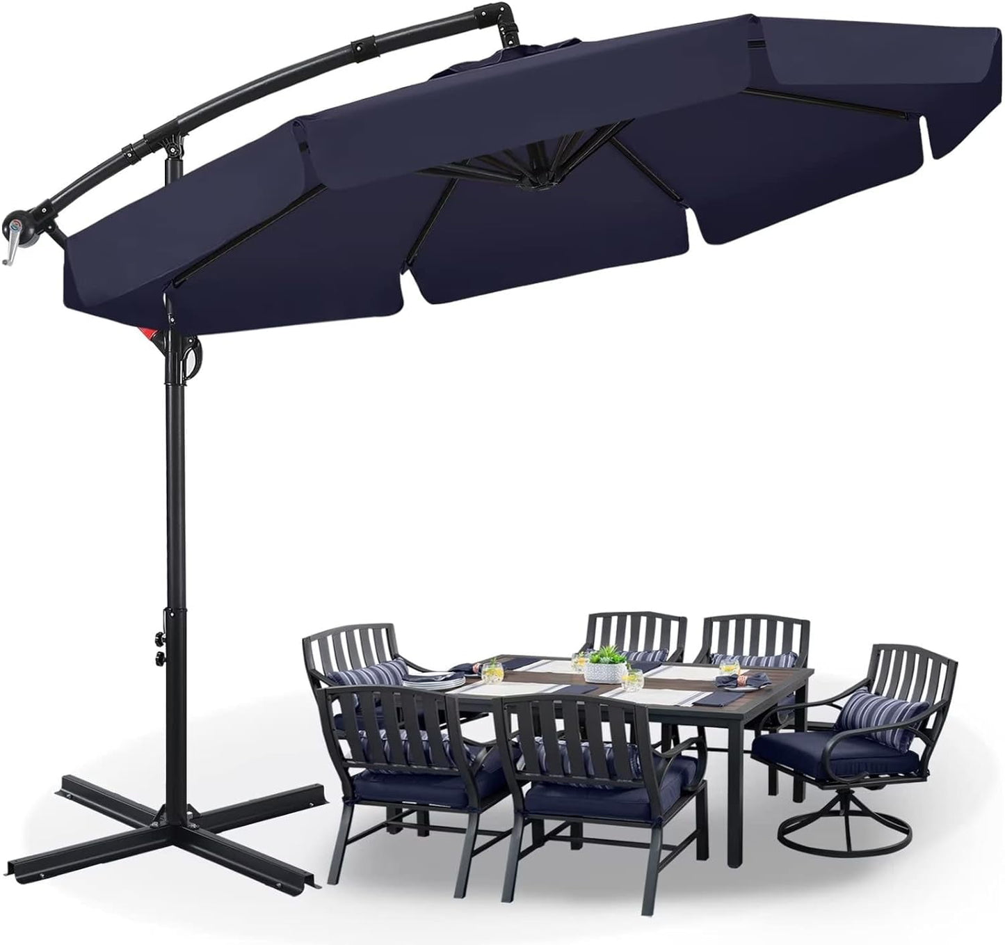 ABCCANOPY 10 FT 360°Rotation Cantilever Patio Umbrella with Crank & Cross Base for Garden, Backyard, Pool and Beach, 12+ Colors(Light Gray)