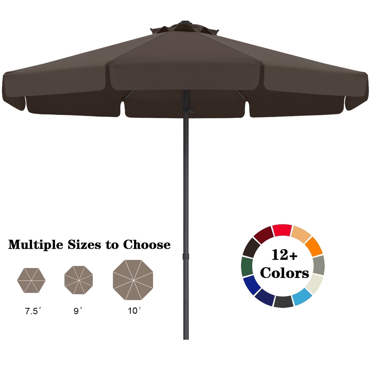 ABCCANOPY 7.5ft Outdoor Market Hand Push Patio Umbrella With Hanging Edge,12+Colors, Turquoise