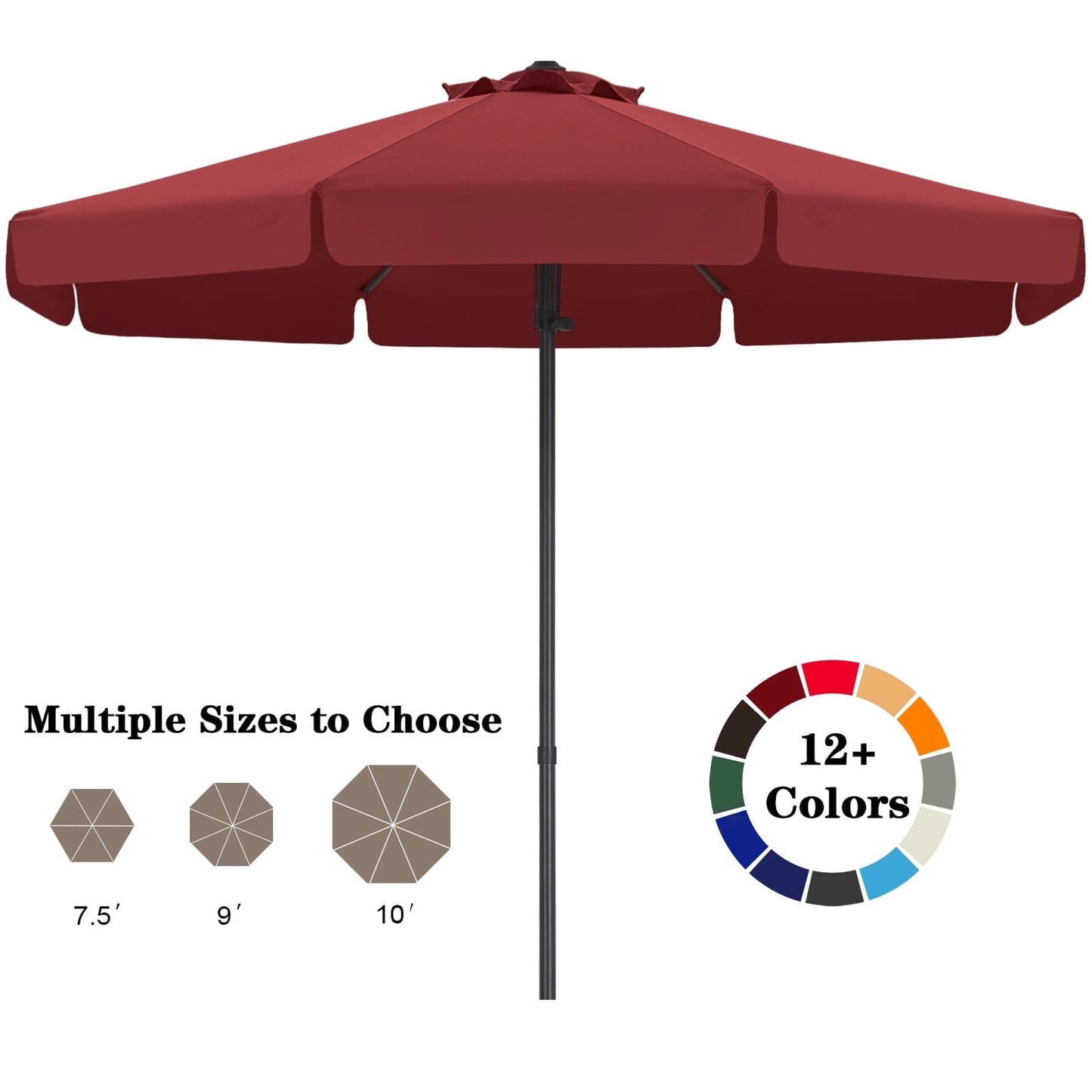 ABCCANOPY 9ft Outdoor Market Hand Push Patio Umbrella With Hanging Edge,12+Colors, Blue