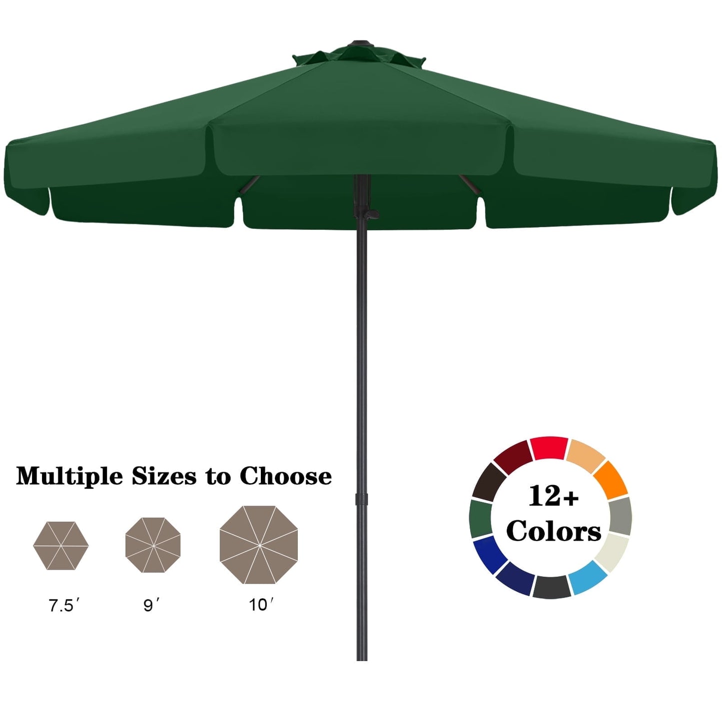 ABCCANOPY 9ft Outdoor Market Hand Push Patio Umbrella With Hanging Edge,12+Colors, Blue