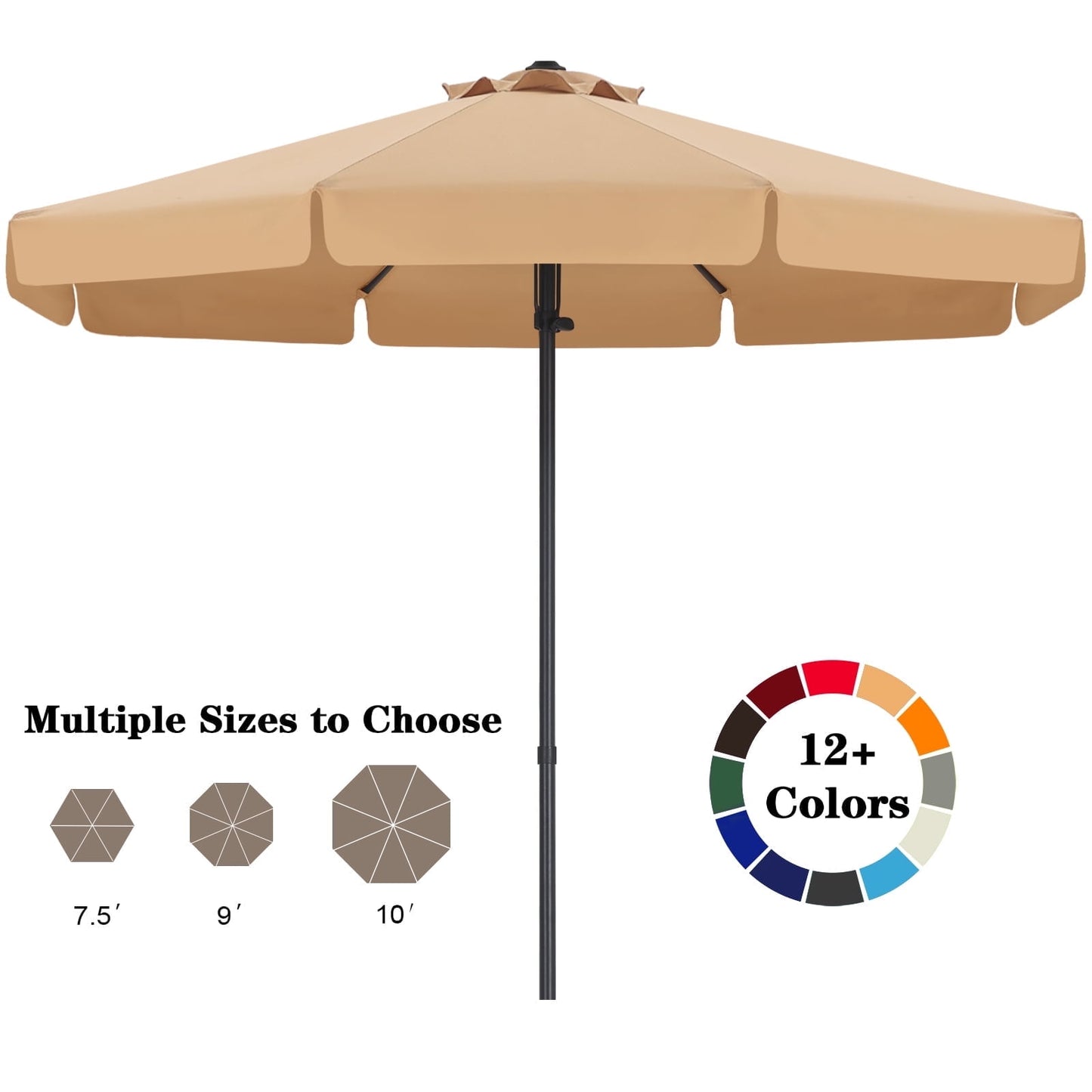 ABCCANOPY 9ft Outdoor Market Hand Push Patio Umbrella With Hanging Edge,12+Colors, Blue