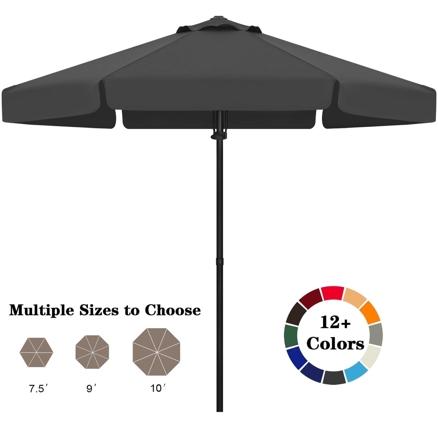 ABCCANOPY 9ft Outdoor Market Hand Push Patio Umbrella With Hanging Edge,12+Colors, Blue