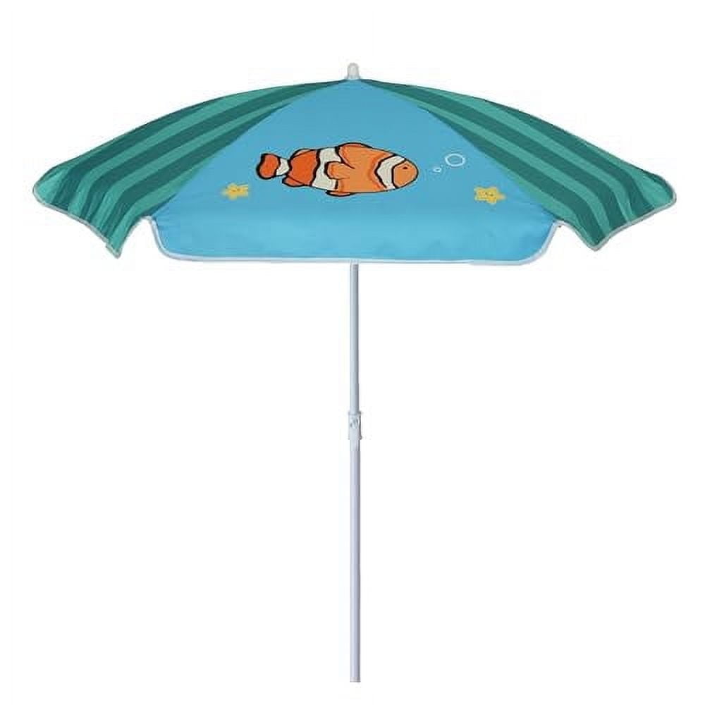 AMMSUN 5ft Seaside Kids Umbrella UPF50+ for Children Sand Water Table Outdoor Play,Boat/Green