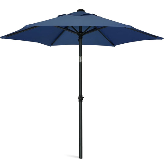 AMMSUN 6ft Blue Round Outdoor Small Table Pool Lawn Balcony Market Patio Umbrella, Push Up & Tilt