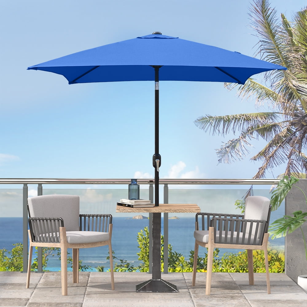 Abble 6.5 Ft Square Outdoor Patio Market Umbrella with Push Button Tilt and Crank Handle, Red