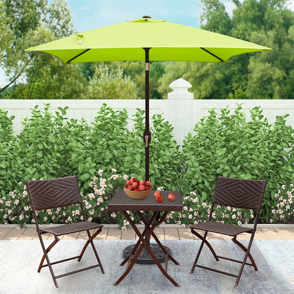 Abble 6.5 Ft Square Outdoor Patio Market Umbrella with Push Button Tilt and Crank Handle, Red