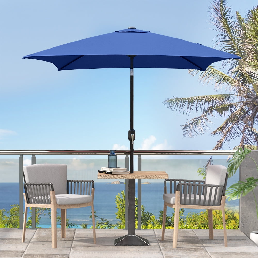 Abble 6.5 Ft Square Outdoor Patio Market Umbrella with Push Button Tilt and Crank Handle, Red