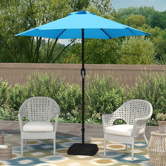 Abble 7.5ft Outdoor Patio Umbrella with Crank – 6-Rib Market Umbrella for Garden, Deck, Backyard, or Pool