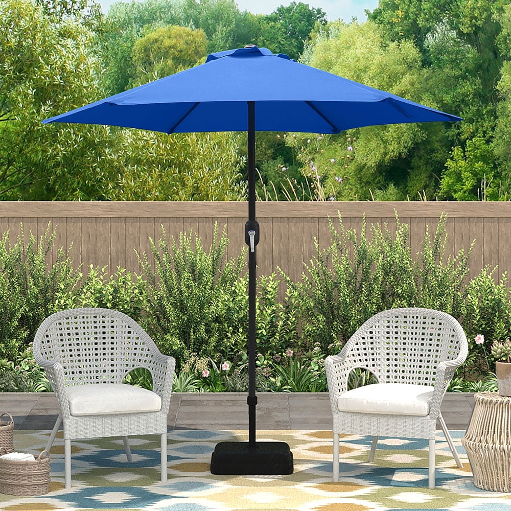 Abble 7.5ft Outdoor Patio Umbrella with Crank – 6-Rib Market Umbrella for Garden, Deck, Backyard, or Pool