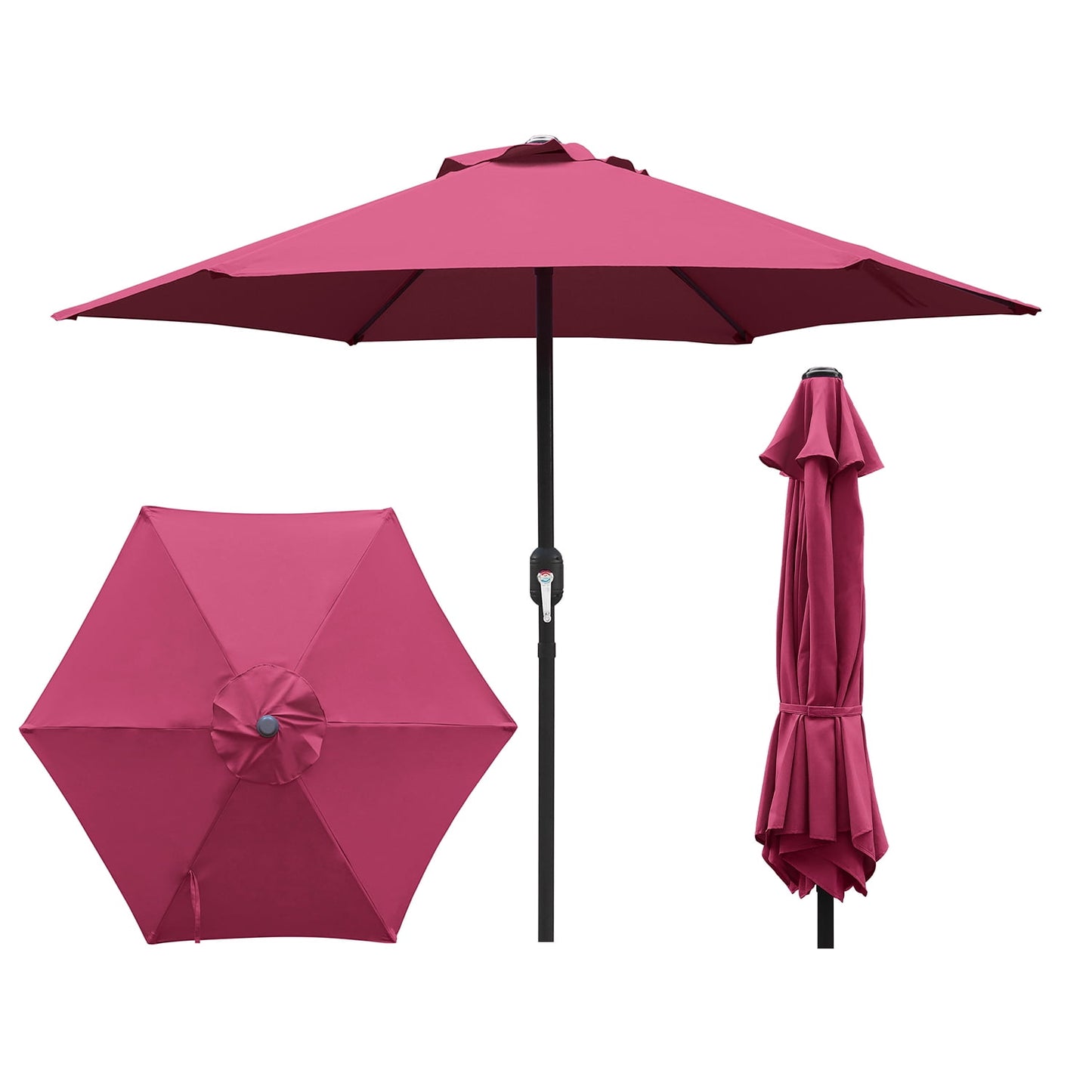 Abble 7.5ft Outdoor Patio Umbrella with Crank – 6-Rib Market Umbrella for Garden, Deck, Backyard, or Pool