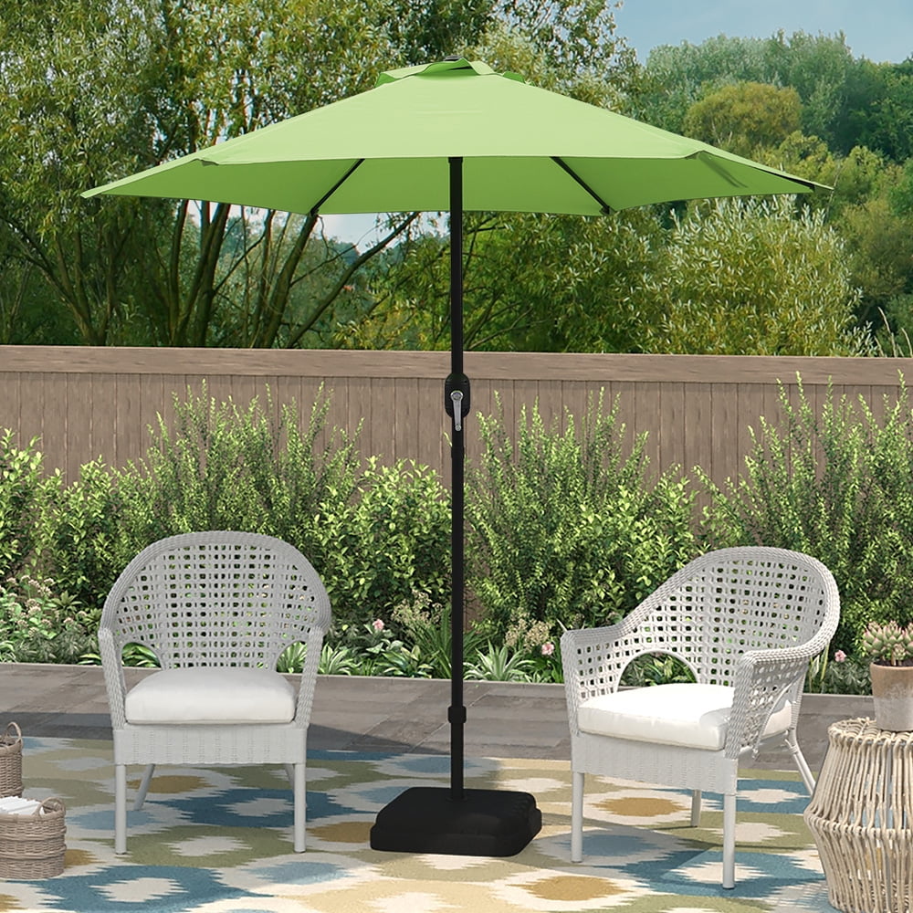 Abble 7.5ft Outdoor Patio Umbrella with Crank – 6-Rib Market Umbrella for Garden, Deck, Backyard, or Pool