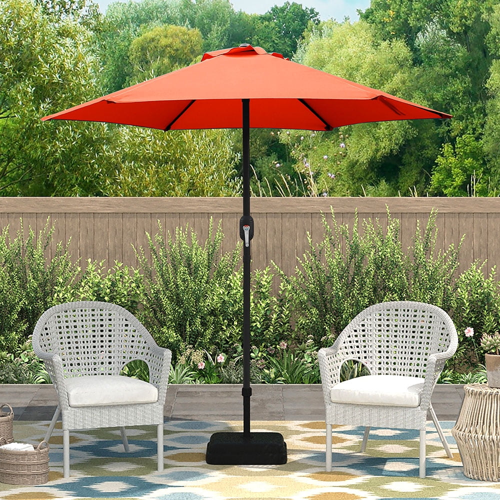 Abble 7.5ft Outdoor Patio Umbrella with Crank – 6-Rib Market Umbrella for Garden, Deck, Backyard, or Pool