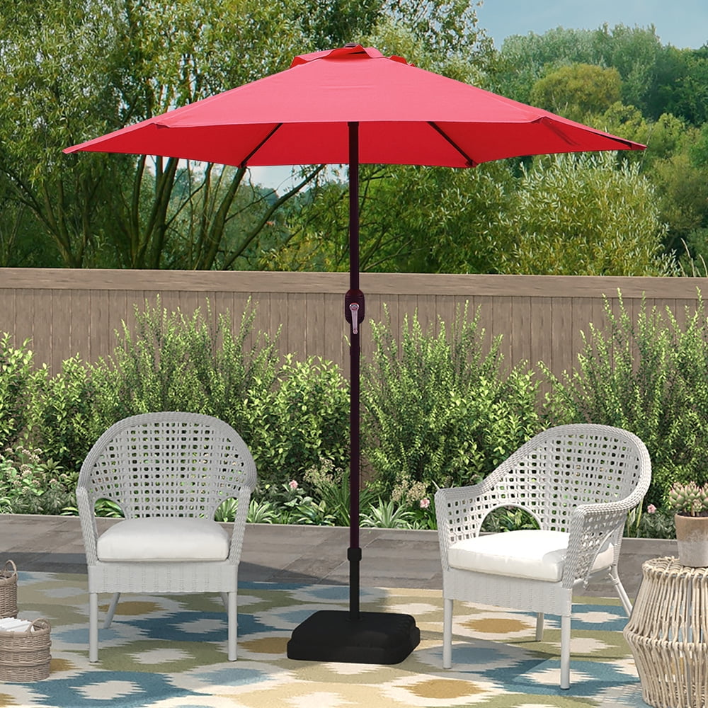 Abble 7.5ft Outdoor Patio Umbrella with Crank – 6-Rib Market Umbrella for Garden, Deck, Backyard, or Pool