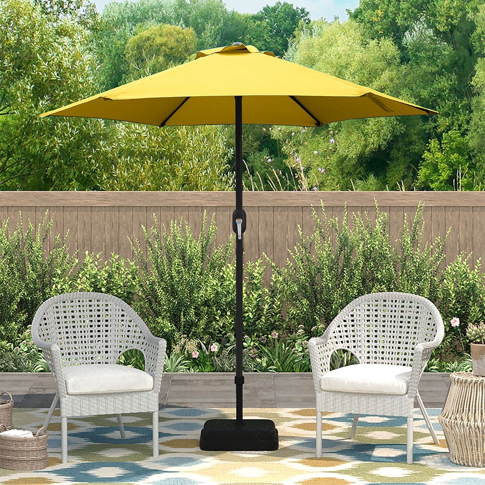 Abble 7.5ft Outdoor Patio Umbrella with Crank – 6-Rib Market Umbrella for Garden, Deck, Backyard, or Pool