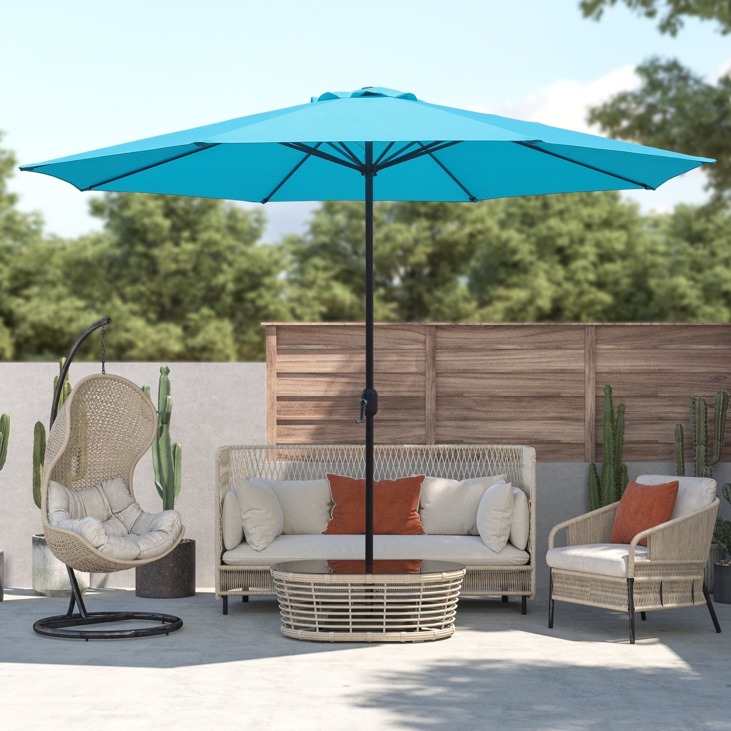 Abble 11' Red Octagon Market Patio Umbrellas, Weather-Resistant