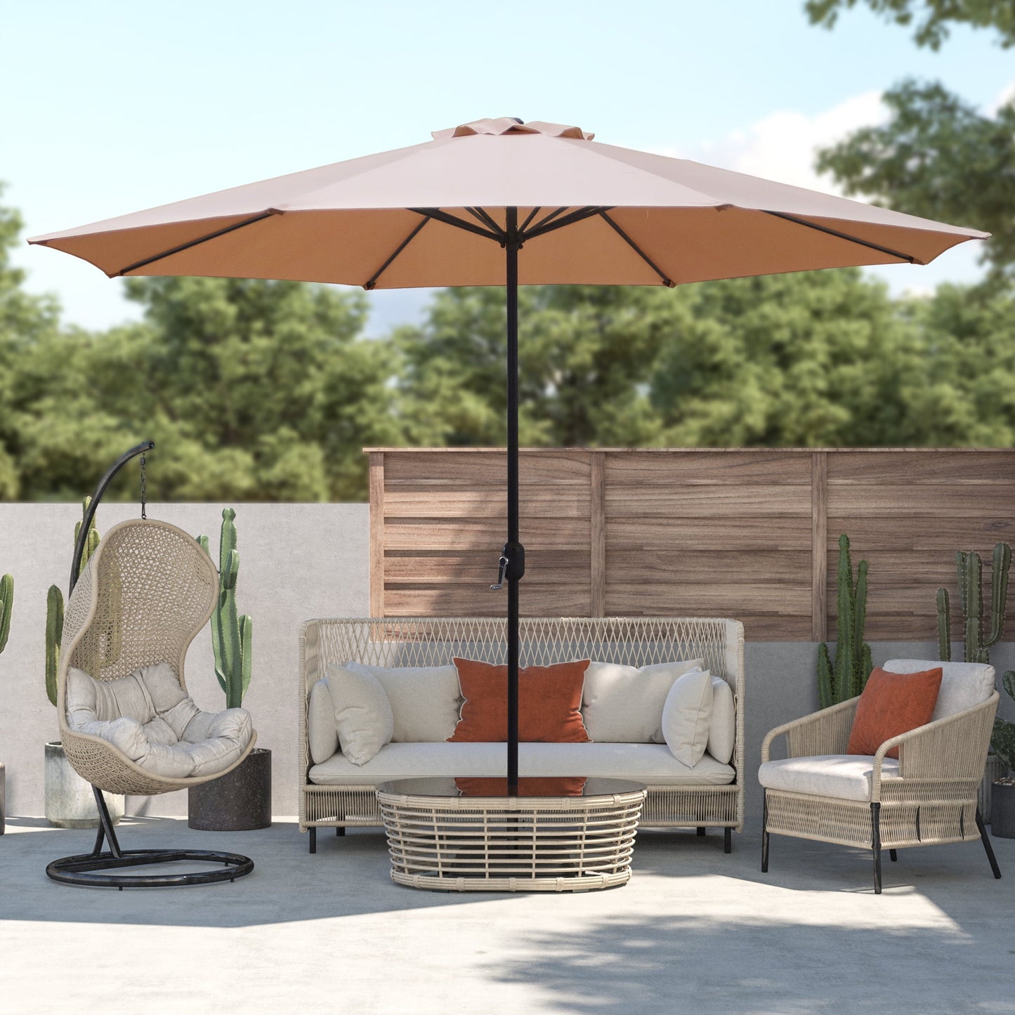 Abble 11' Red Octagon Market Patio Umbrellas, Weather-Resistant