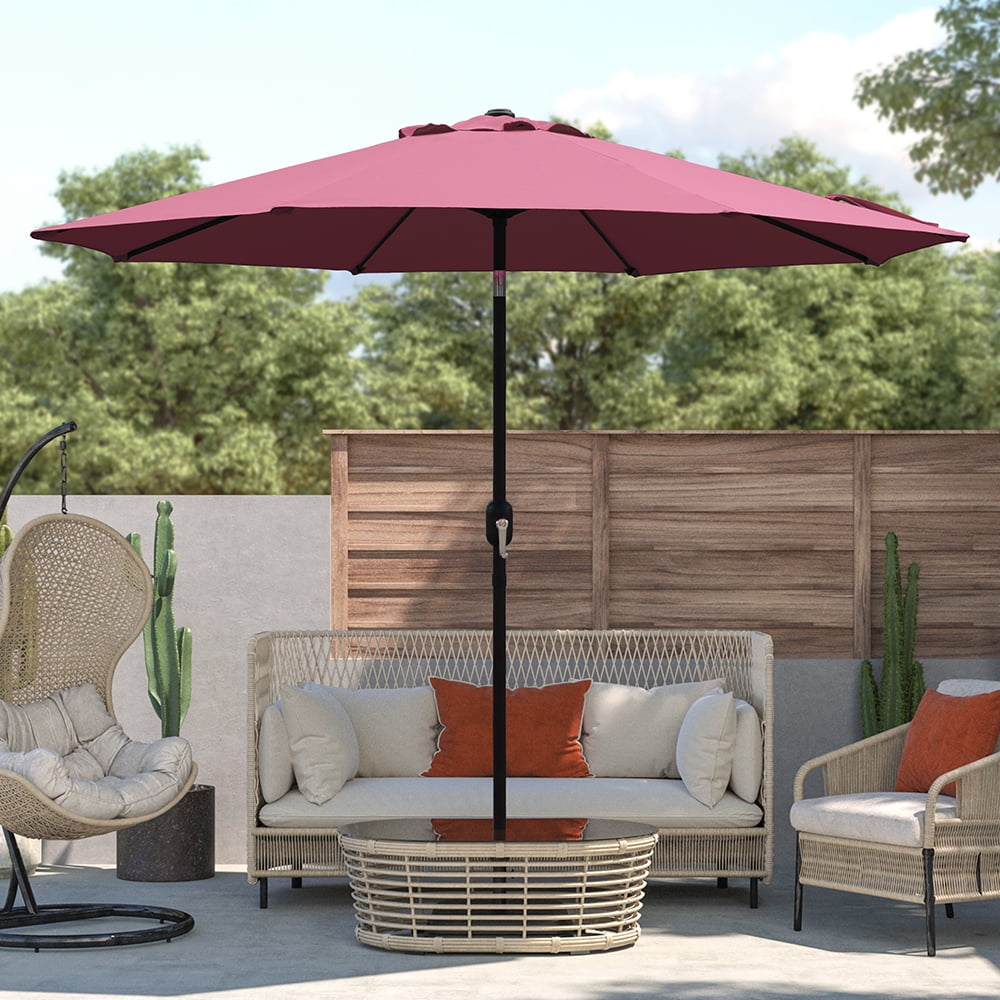 Abble 7.5ft Patio Umbrella with Crank Handle, Outdoor Market Umbrella with 6 Sturdy Umbrella Ribs Waterproof for Garden, Deck, Backyard, Pool, Tan