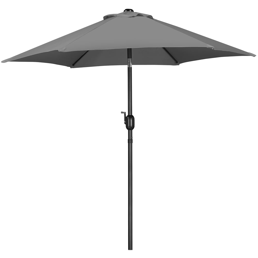 Alden Design 7.5 Foot Patio Umbrella with Crank and Push Button to Tilt, Red