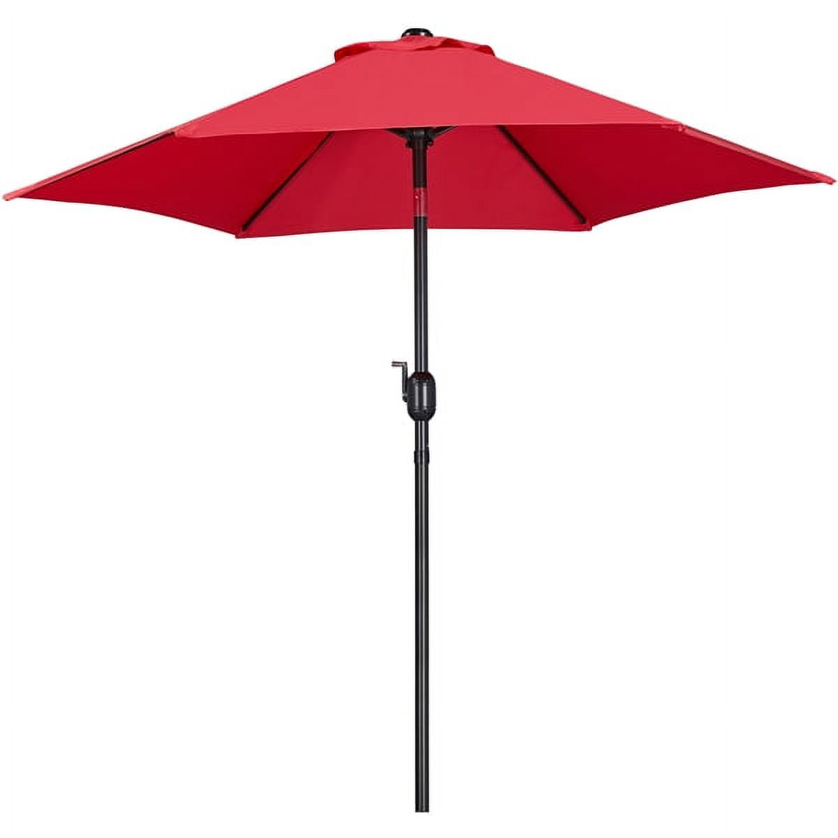 Alden Design 7.5 Foot Patio Umbrella with Crank and Push Button to Tilt, Red
