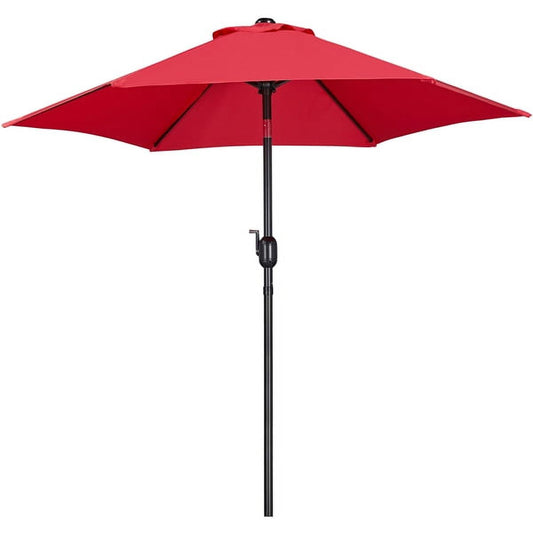 Alden Design 7.5 Foot Patio Umbrella with Crank and Push Button to Tilt, Red