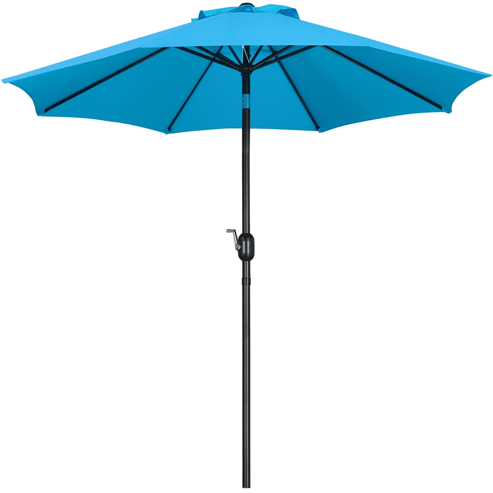 Alden Design 7.5 Foot Patio Umbrella with Crank and Push Button to Tilt, Red
