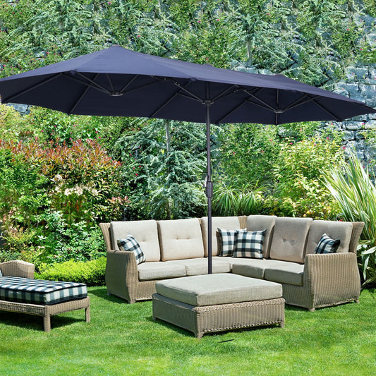Autlaycil 13 FT Patio Umbrella with Sun Protection & Easy Crank for Deck Pool Patio, Navy Blue