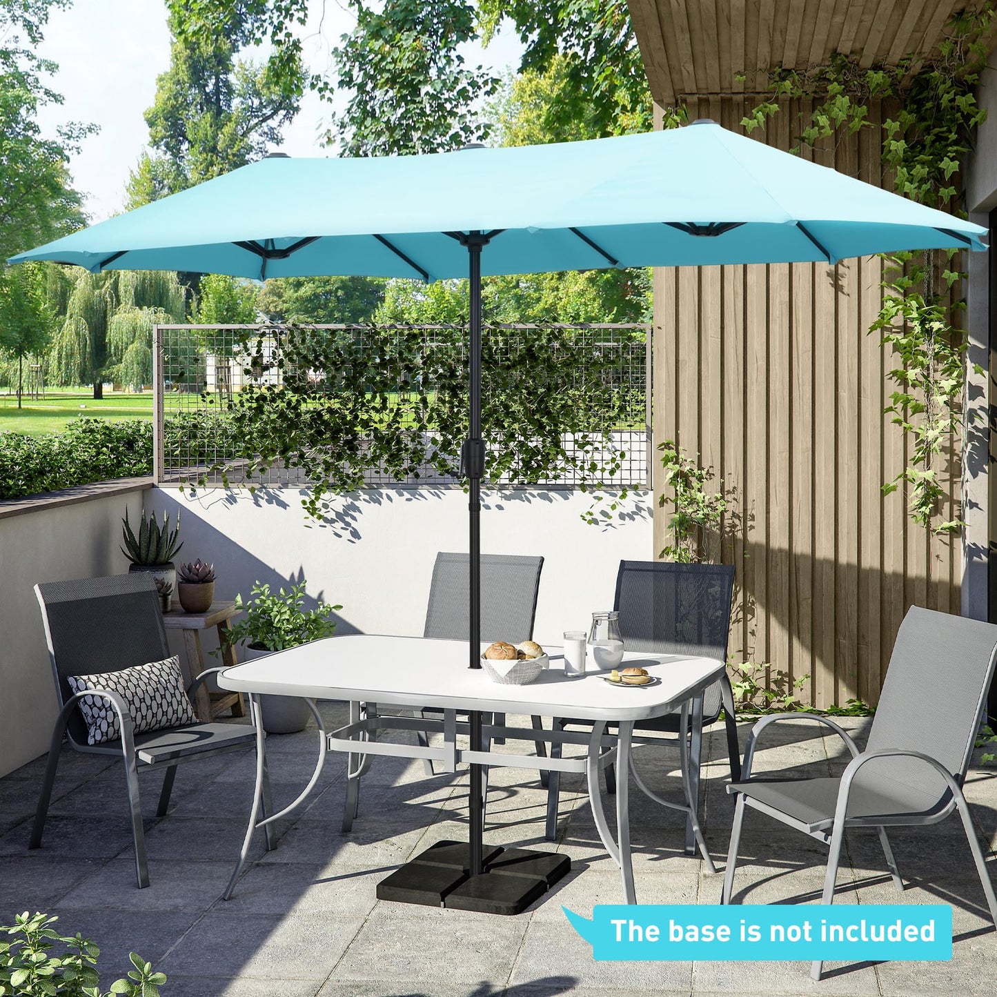 Autlaycil 13 ft Rectangle Patio Umbrella with Crank, Outdoor Market Umbrella (Navy Blue)