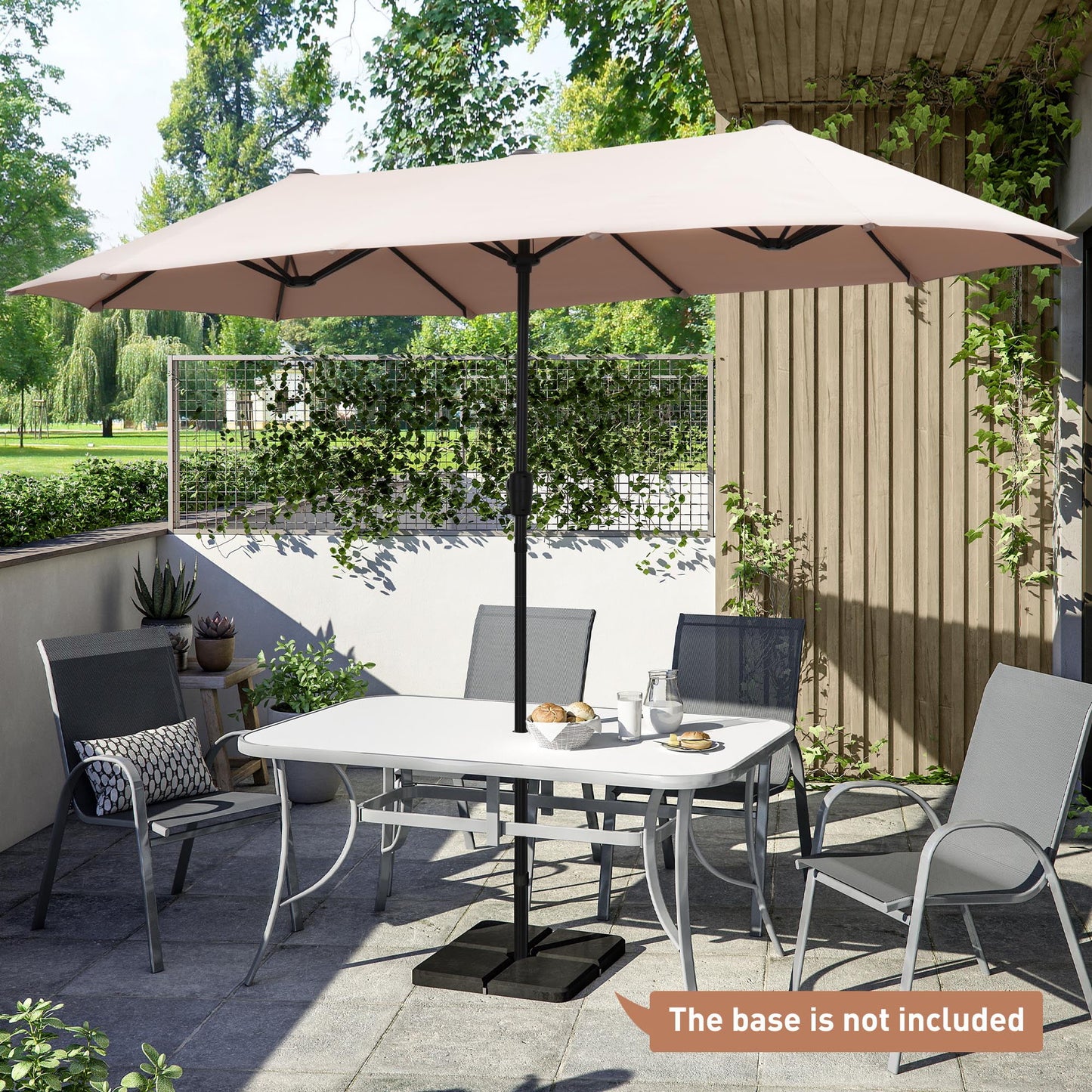 Autlaycil 13 ft Rectangle Patio Umbrella with Crank, Outdoor Market Umbrella (Navy Blue)