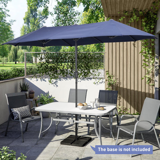 Autlaycil 13 ft Rectangle Patio Umbrella with Crank, Outdoor Market Umbrella (Navy Blue)