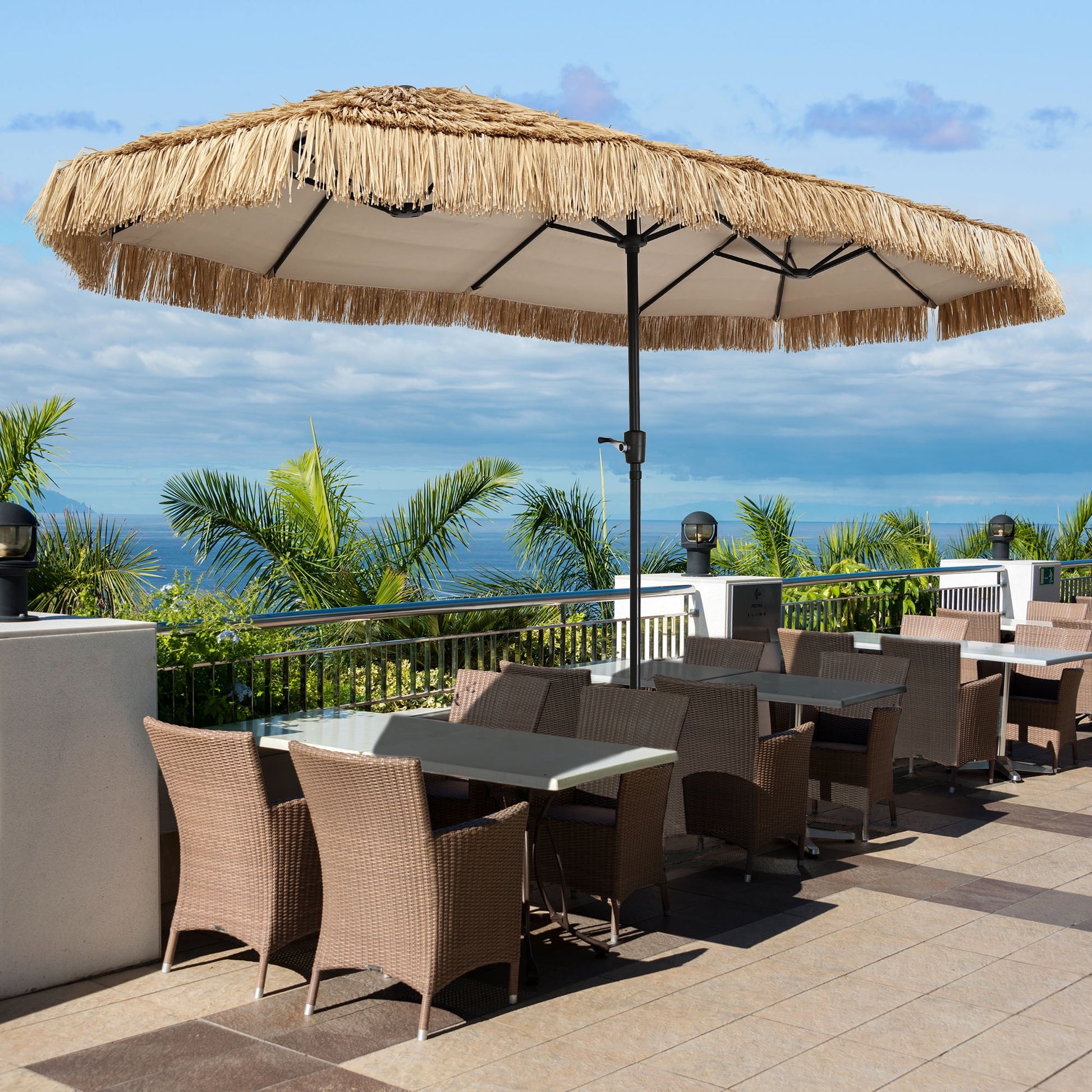 Autlaycil 13 ft Tiki Umbrella, Thatched, Hawaiian, Pool, Patio, Beach