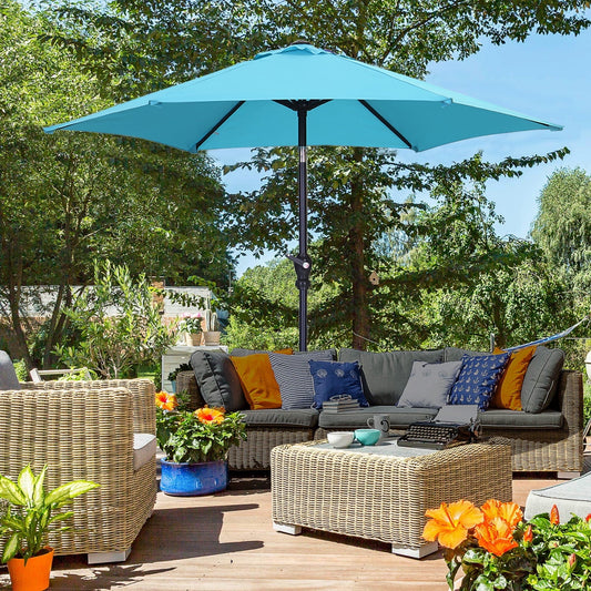 Autlaycil 7.5 ft Patio Umbrella with Tilt and Crank, Adjustable Outdoor Market Umbrellas (BLue)