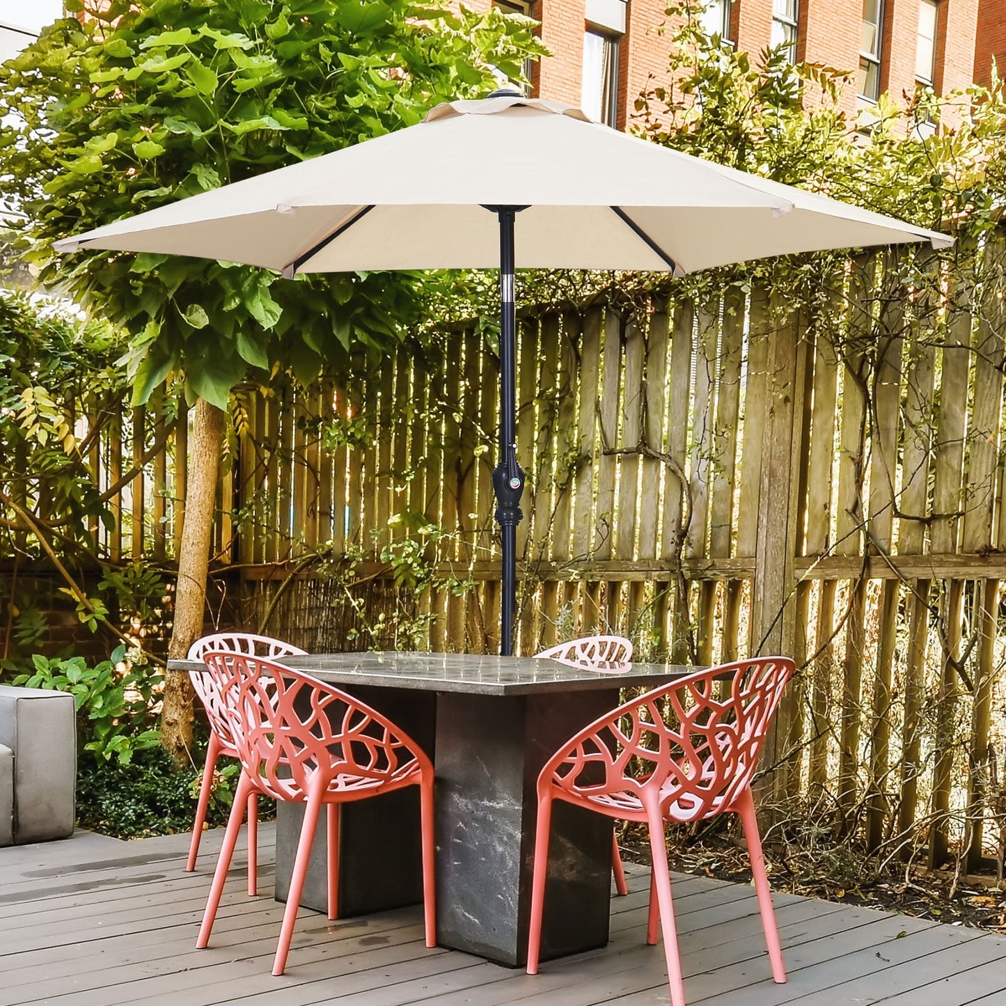 Autlaycil 7.5FT Patio Umbrellas with Push Button Tilt and Crank, Khaki
