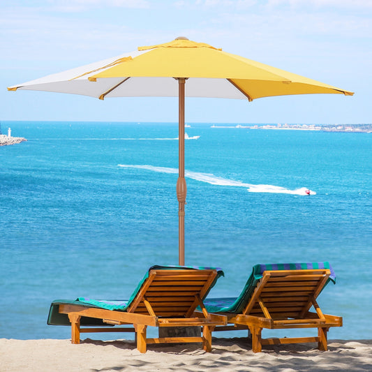 Autlaycil 7.5ft Patio Umbrella, Sun Shelter UV 50+ Plus Protection Beach Umbrellas Sunshade for Market, Patio, Pool, Garden Backyard (Yellow and White)