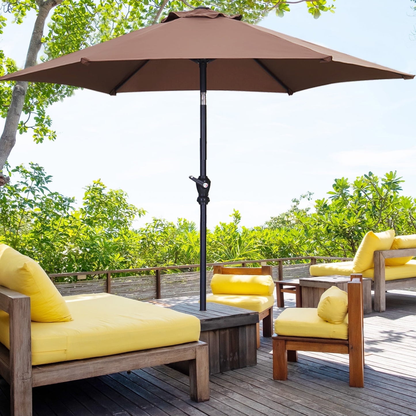 Autlaycil 7.5 ft Patio Umbrella with Tilt and Crank, Adjustable Outdoor Market Umbrellas (BLue)