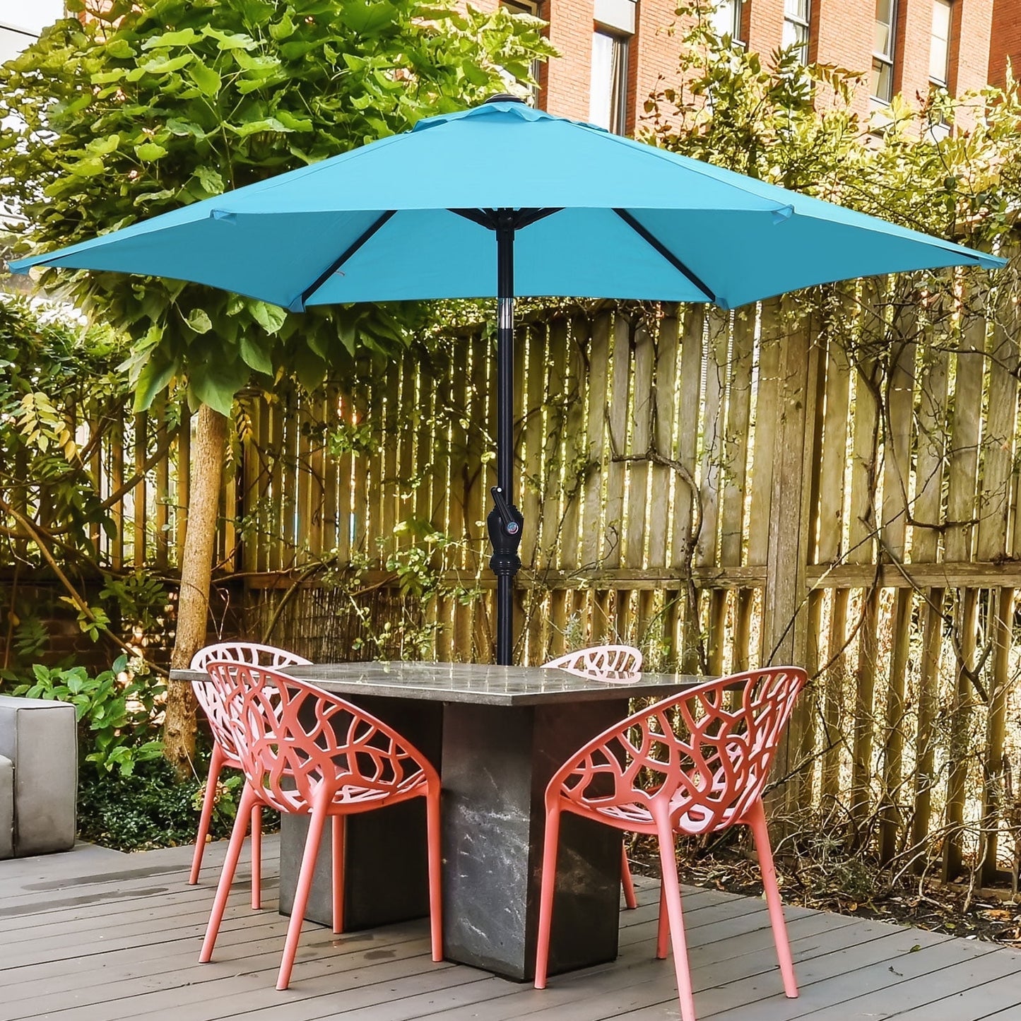 Autlaycil 7.5FT Patio Umbrellas with Push Button Tilt and Crank, Khaki