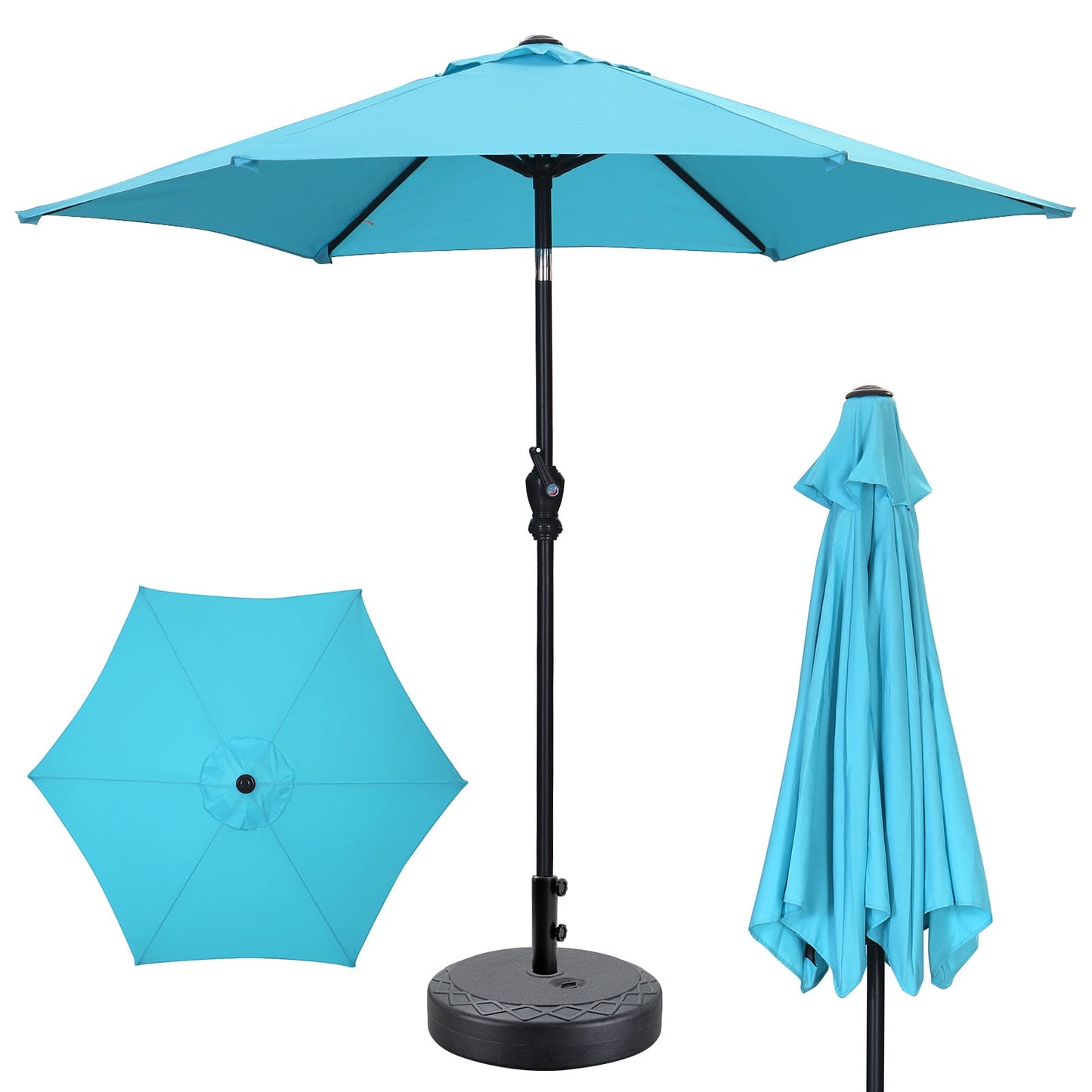 Autlaycil 7.5ft Outdoor Patio Umbrella with Umbrella Weighted Base, Push Button Tilt and Crank, Patio Table Market Umbrella, UV Protection Waterproof for Garden, Deck, Backyard, Pool, Khaki