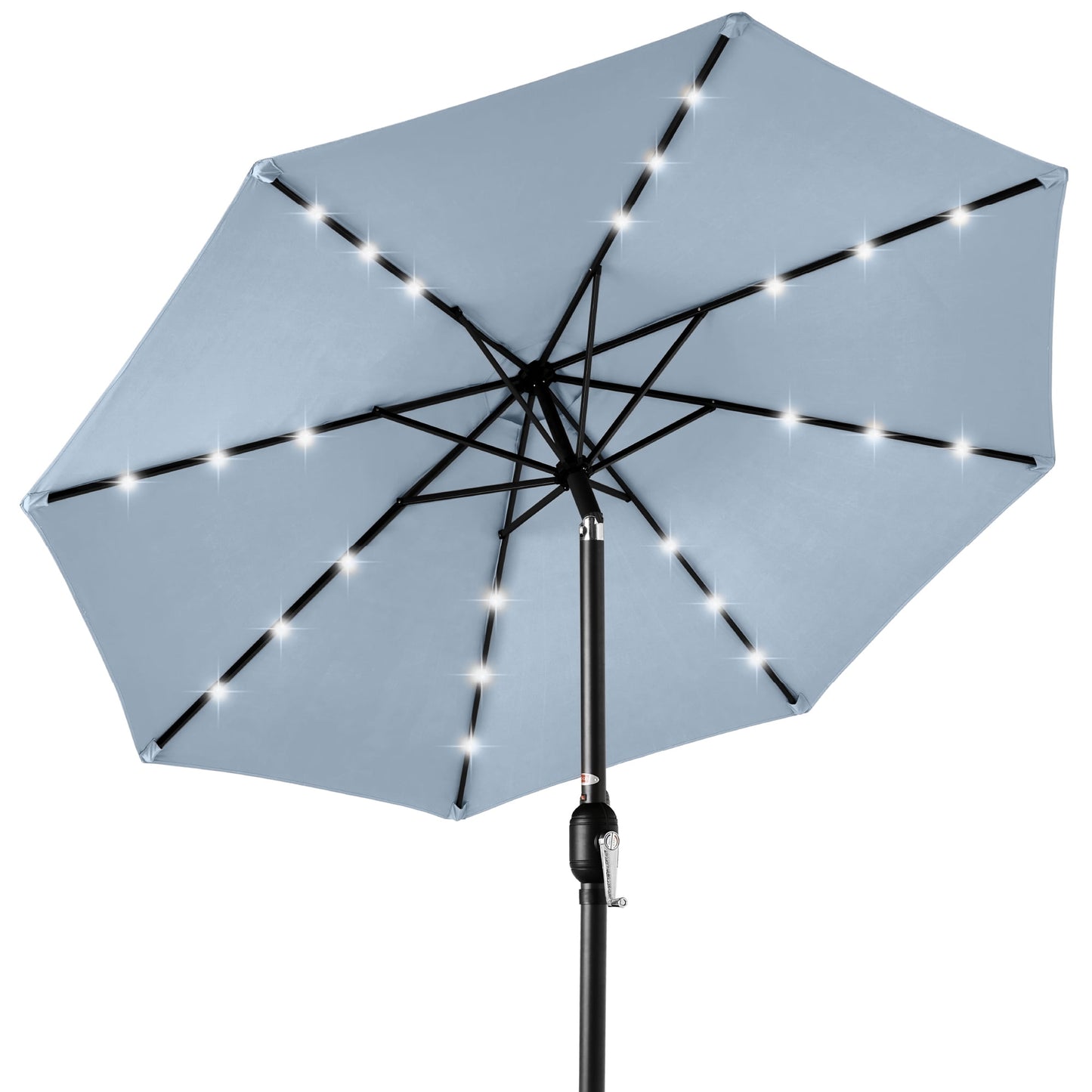 Best Choice Products 10ft Solar LED Lighted Patio Umbrella w/ Tilt Adjustment, UV-Resistant Fabric - Slate