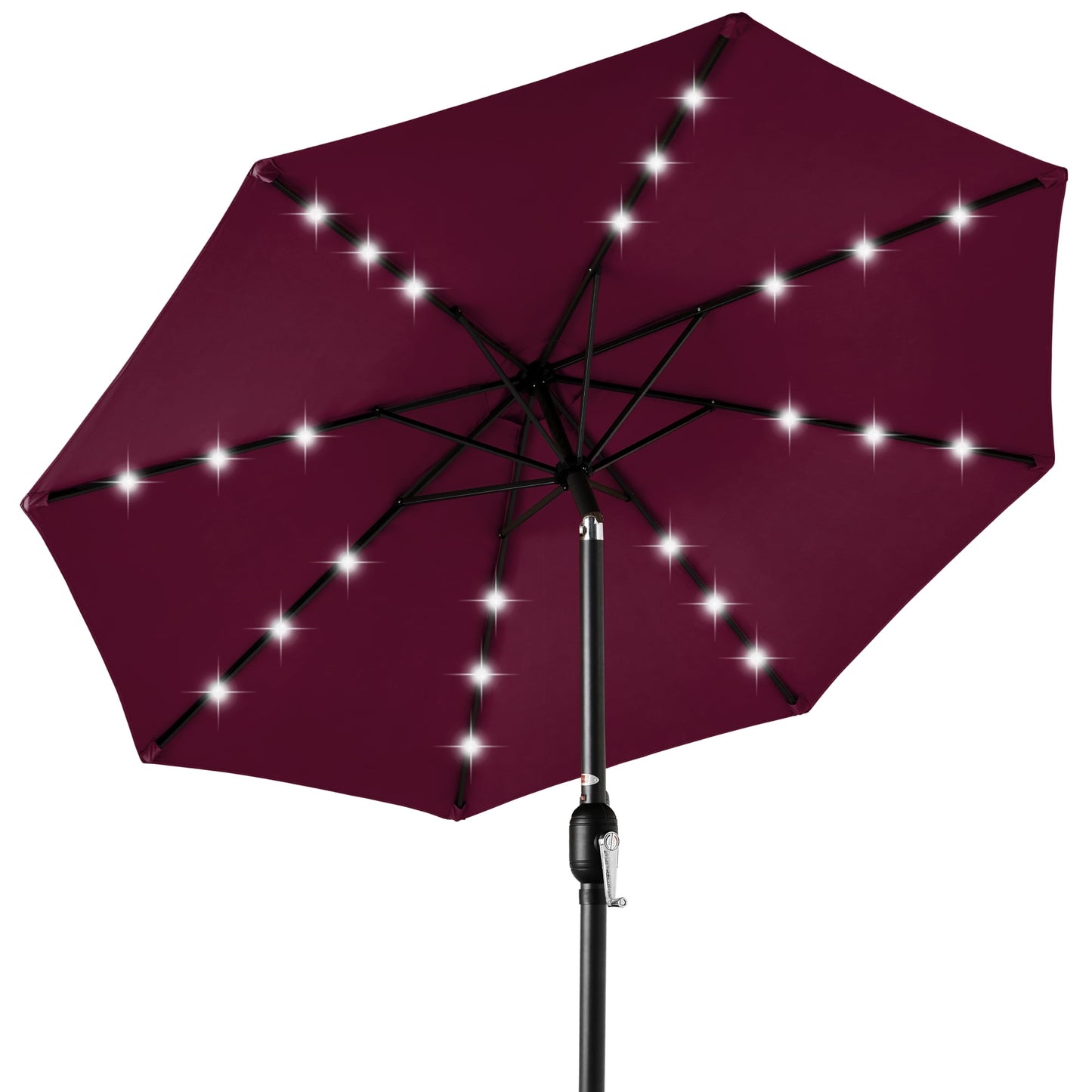 Best Choice Products 10ft Solar LED Lighted Patio Umbrella w/ Tilt Adjustment, UV-Resistant Fabric - Slate
